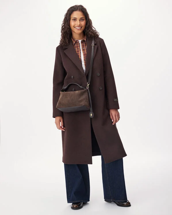 Riley Crossbody Suede in Ébène